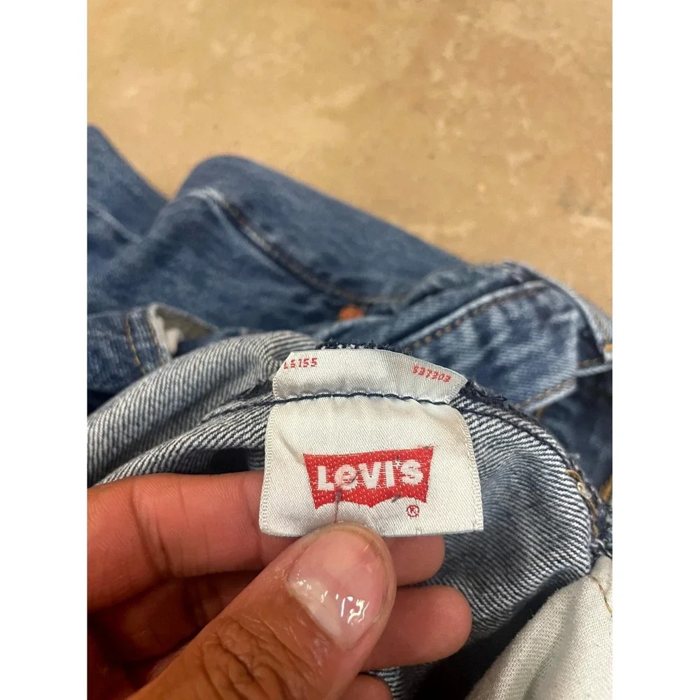 Levi's 501 Original Straight Fit Jeans Mens 38x32 Blue Denim Distressed Mid Rise